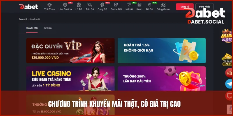 Chương trình khuyến mãi thật, có giá trị cao dành cho mọi người chơi